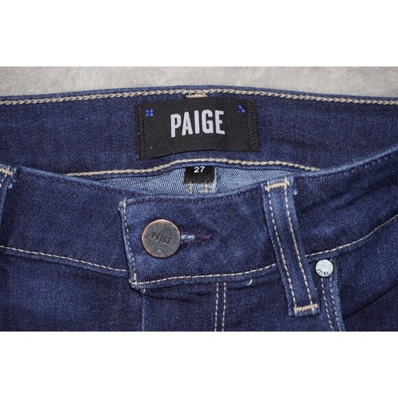 Paige Denim Skyline Straight Distressed Dark Wash Designer Jeans Women’s Size 27 - Picture 5 of 15